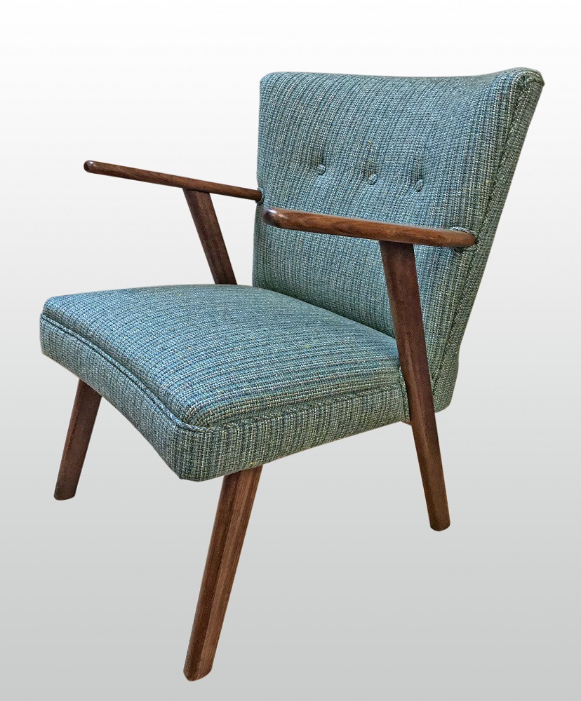 Danish Blue Wood Chair side